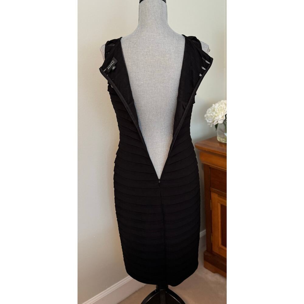 Adrianna Papell NEW Black Shutter Pleat Midi Dress Sleeveless Cocktail Size 10 - Picture 6 of 14